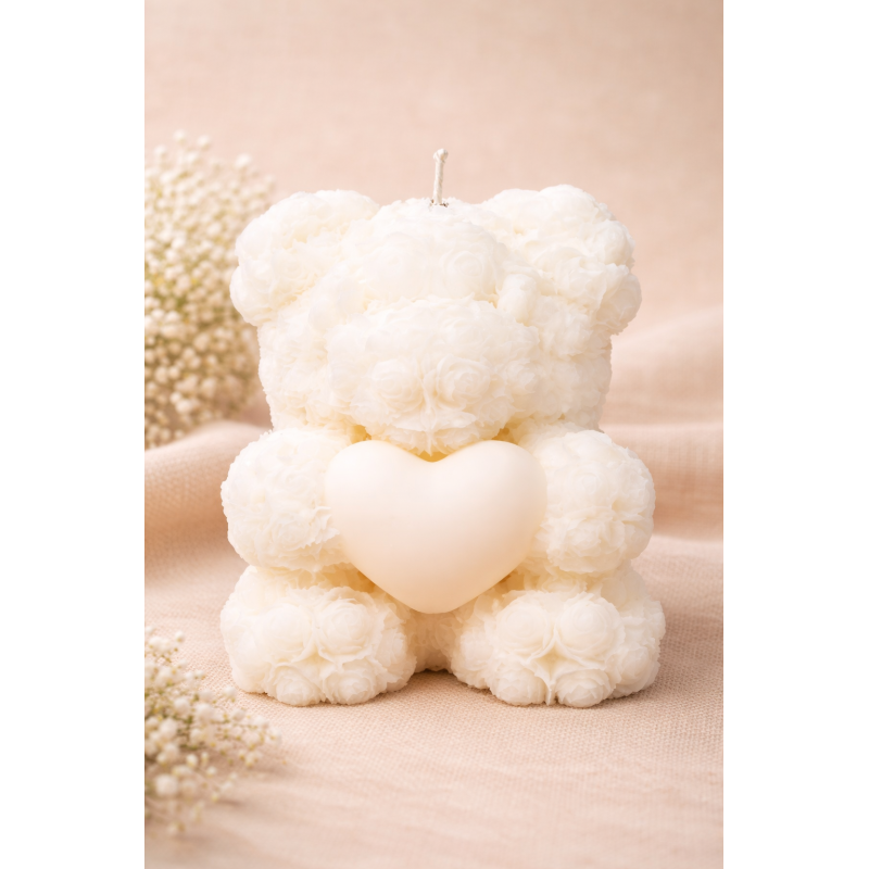 Bougie ourson cœur artisanale – Bougie décorative idée cadeau