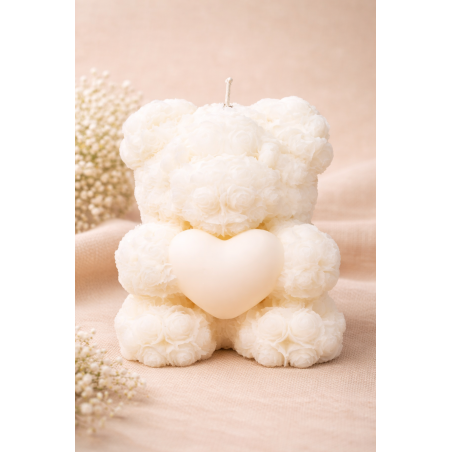 Bougie ourson cœur artisanale – Bougie décorative idée cadeau