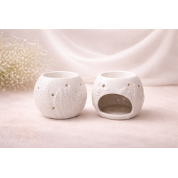Brûleur parfumé céramique motif feuilles | Diffuseur fondants